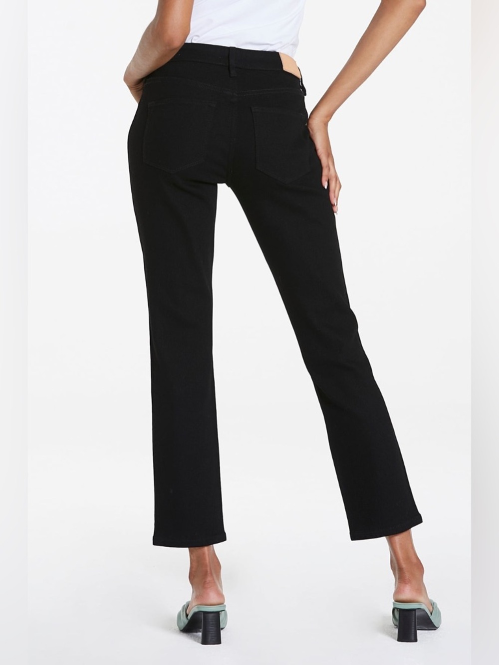 Dear John Blaire Straight Ankle Length Jeans Black Arrow Cotton Stretch - Picture 3 of 11